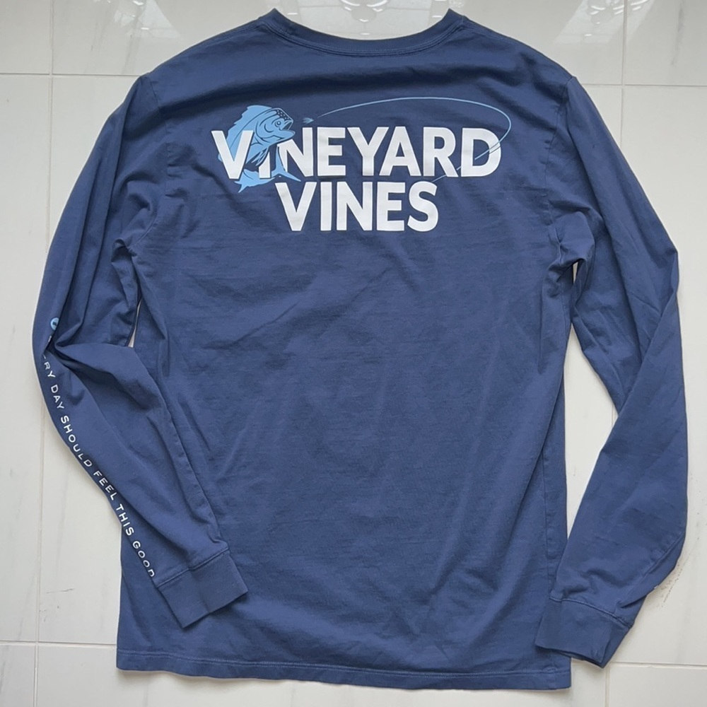 Periwinkle Blue Vineyard Vines Graphic Long Sleeve T Shirt Size S - Picture 5 of 6